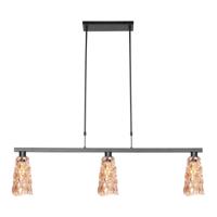 Steinhauer Hanglamp 3-lichtsVidrio zwart met amber glas - 3832ZW