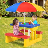 Kinderzitgroep Kindertafel Picknickbank met Parasol - thumbnail