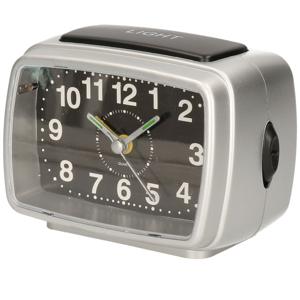Gerimport Wekker - alarmklok - zwart/zilver - 11 cm - met verlichting en alarm