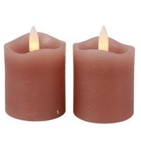 Countryfield LED kaarsen/stompkaarsen - 2x st - roze - D5 x H7,2 cm - timer - warm wit - thumbnail
