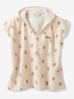 Personaliseerbare baby badponcho PETIT OURS, met gerecycled katoen wit, bedrukt