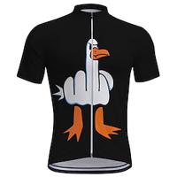 Voor heren Wielrenshirt Korte mouw Fietsen T-shirt Kleding Bovenlichaam met 3 achterzakken Bergracen Wegwielrennen Sneldrogend Rits Aan De Voorzijde Lampenkatoen Zwart Groen Grijs Tekenfilm Spandex Lightinthebox