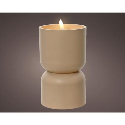 LED kaars vlameffect diabolo 16cm creme