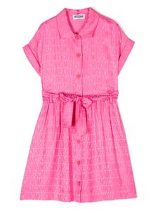 Moschino Kids robe ceinturée à logo imprimé - Rose