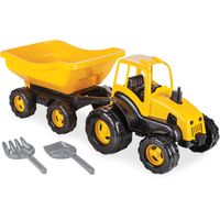 Pilsan tractor met aanhangwagen geel/zwart 4-delig - thumbnail