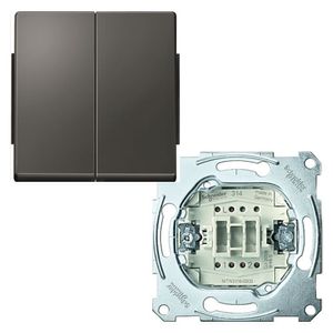 Merten Aquadesign wissel/wisselschakelaar met drukknop antraciet MTN343514 + MTN3126-0000