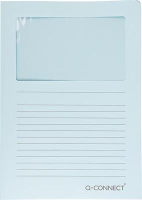 Q-CONNECT L-map met venster, 120 g/m², A4, pak van 100 stuks, lichtblauw