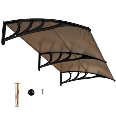 199 x 99 cm Voordak voor de Voordeur Aluminium Overkapping Pultbogen Voordak Voordeurdak Koffie