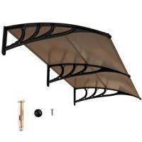 199 x 99 cm Voordak voor de Voordeur Aluminium Overkapping Pultbogen Voordak Voordeurdak Koffie