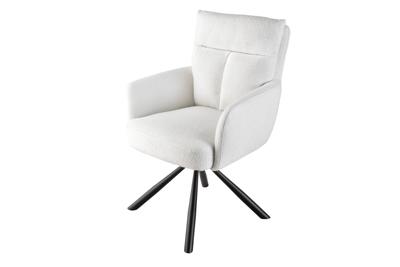 Draaistoel BIG GEORGE 360° met armleuningen bouclé wit - 42420