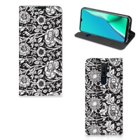 OPPO A5 (2020) | A9 (2020) Smart Cover Black Flowers - thumbnail