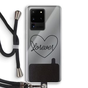 Forever heart black: Samsung Galaxy S20 Ultra Transparant Hoesje met koord