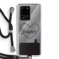Forever heart black: Samsung Galaxy S20 Ultra Transparant Hoesje met koord