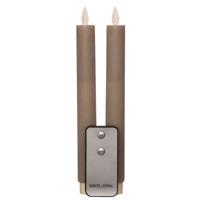 Anna Collection LED dinerkaarsen - 2x - taupe kleur - 23 cm