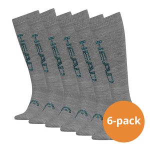 HEAD Skisokken Unisex Logo Kneehigh 6-pack Middle Grey Melange/Blue-43/46