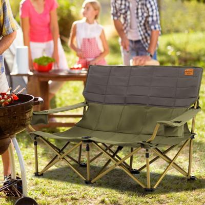 Oversized Campingstoel Opvouwbare Lounge Stoel met Bekerhouders Dikke Vulling 300 kg Capaciteit Stevige Dubbele Campingstoel voor Buitengebruik