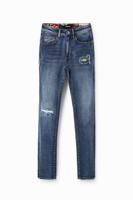 Slim fit push-up jeans met scheuren - BLUE - 44