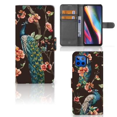 Motorola Moto G 5G Plus | Telefoonhoesje | Met pasjeshouder | Pauw met Bloemen