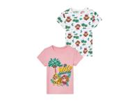 2 kinder T-shirts (110/116, roze/wit)