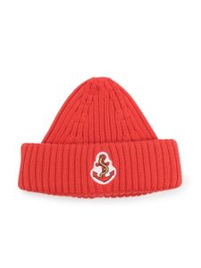 Mini Rodini bonnet en coton biologique à patch logo - Rouge