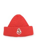 Mini Rodini bonnet en coton biologique à patch logo - Rouge