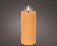 Lumineo solar kaars plastic oranje Ø7 x 15 cm warm wit