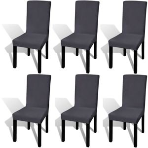 VidaXL Stoelhoezen 6 st stretch recht antracietkleurig