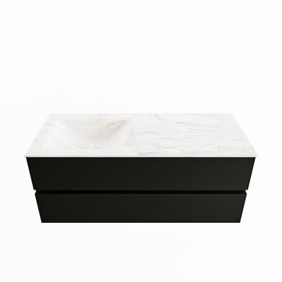 MONDIAZ VICA-DLUX 120cm badmeubel onderkast Urban 2 lades. Inbouw wastafel CLOUD links 1 kraangat, kleur Ostra.