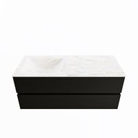MONDIAZ VICA-DLUX 120cm badmeubel onderkast Urban 2 lades. Inbouw wastafel CLOUD links 1 kraangat, kleur Ostra.