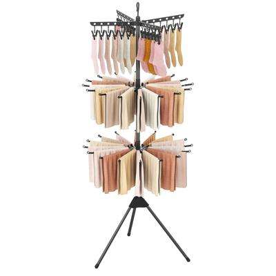 3-traps Inklapbare Wasdroger 178 cm Vrijstaande Driesprong Droogrek met 24 Clips & 32 Stangen Zwart