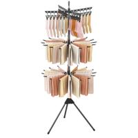 3-traps Inklapbare Wasdroger 178 cm Vrijstaande Driesprong Droogrek met 24 Clips & 32 Stangen Zwart