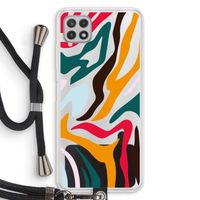 Colored Zebra: Samsung Galaxy A22 4G Transparant Hoesje met koord