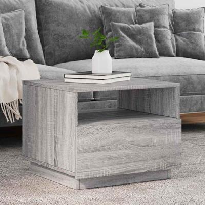 Salontafel met LED-verlichting 50x49x40 cm grijs sonoma eiken