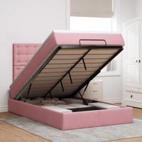 Ottoman bed met matrassen 120x190cm fluweel roze