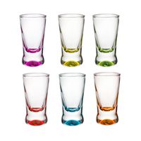 Glasmark Shotglaasjes/borrelglazen - glas - gekleurde onderzijde - 6x stuks - 25 ml