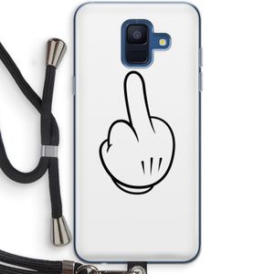 Middle finger white: Samsung Galaxy A6 (2018) Transparant Hoesje met koord