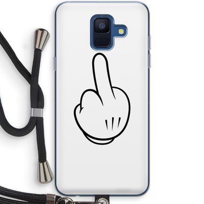 Middle finger white: Samsung Galaxy A6 (2018) Transparant Hoesje met koord