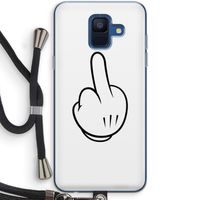 Middle finger white: Samsung Galaxy A6 (2018) Transparant Hoesje met koord