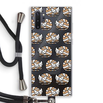 Slapende poes: Samsung Galaxy Note 10 Plus Transparant Hoesje met koord