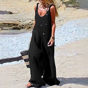 Dames Jumpsuit Effen Kleur Strakke ronde hals Casual Dagelijks Normale pasvorm Mouwloos blauw Marineblauw Zwart S M L Zomer miniinthebox