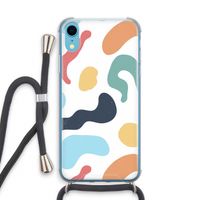 Memphis Shapes Blue: iPhone XR Transparant Hoesje met koord