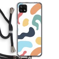 Memphis Shapes Blue: Samsung Galaxy A22 5G Transparant Hoesje met koord