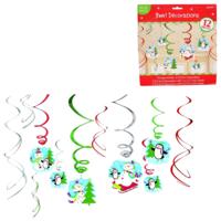 Amscan Spiraal hanger winter sneeuwpop 61 cm set van 12 | 24 stuks