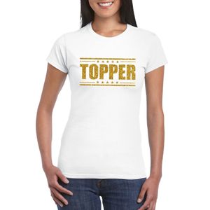 Wit Topper shirt in gouden glitter letters dames 2XL  -