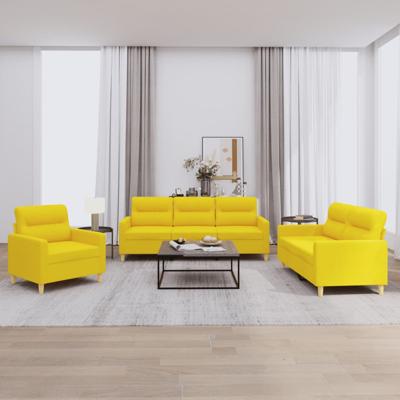 3-delige Loungeset met kussens stof lichtgeel