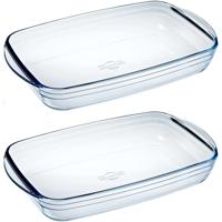 Cosy & Trendy rechthoekige glazen ovenschaal - Set van 2x stuks - 2 liter - 32 x 20 x 5 cm - Ovensch