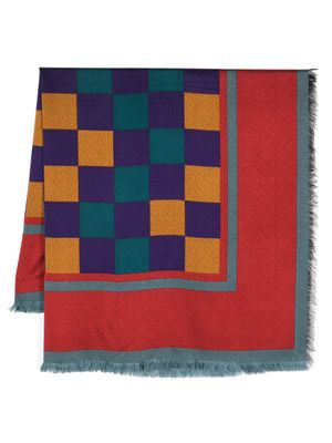 Saint Laurent Pre-Owned foulard en soie à motif damier (années 1980) - Rouge
