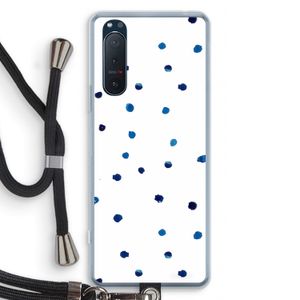 Blauwe stippen: Sony Xperia 5 II Transparant Hoesje met koord
