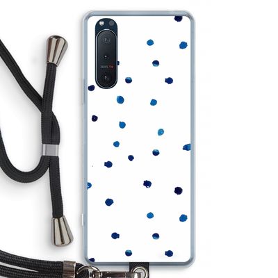 Blauwe stippen: Sony Xperia 5 II Transparant Hoesje met koord