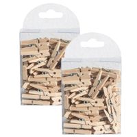 Hobby mini wasknijpers - 100x - naturel - hout- 2,5 cm